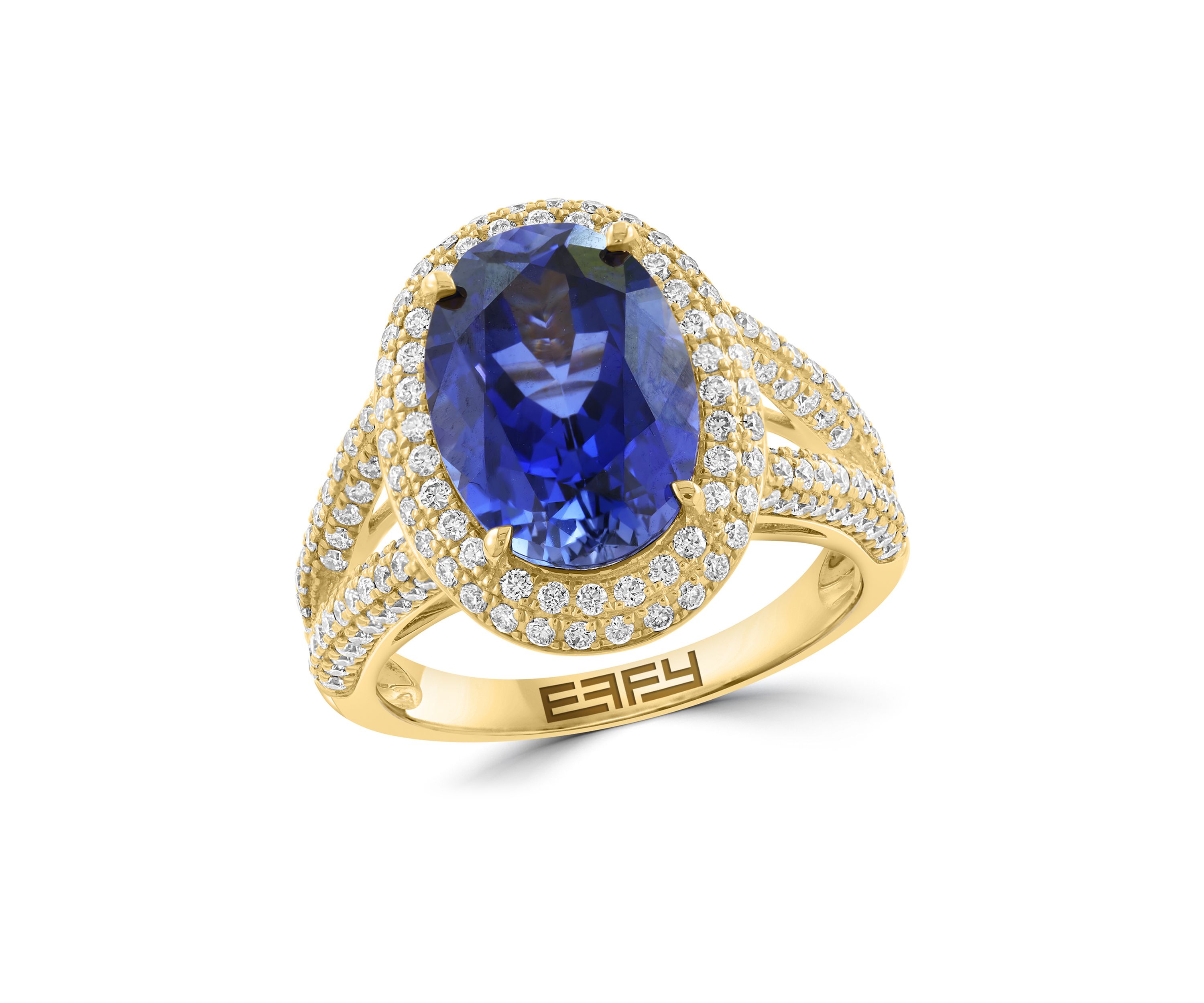 1 ct. t.w. Lab Grown Diamond and Sapphire Ring in 14K Yellow Gold