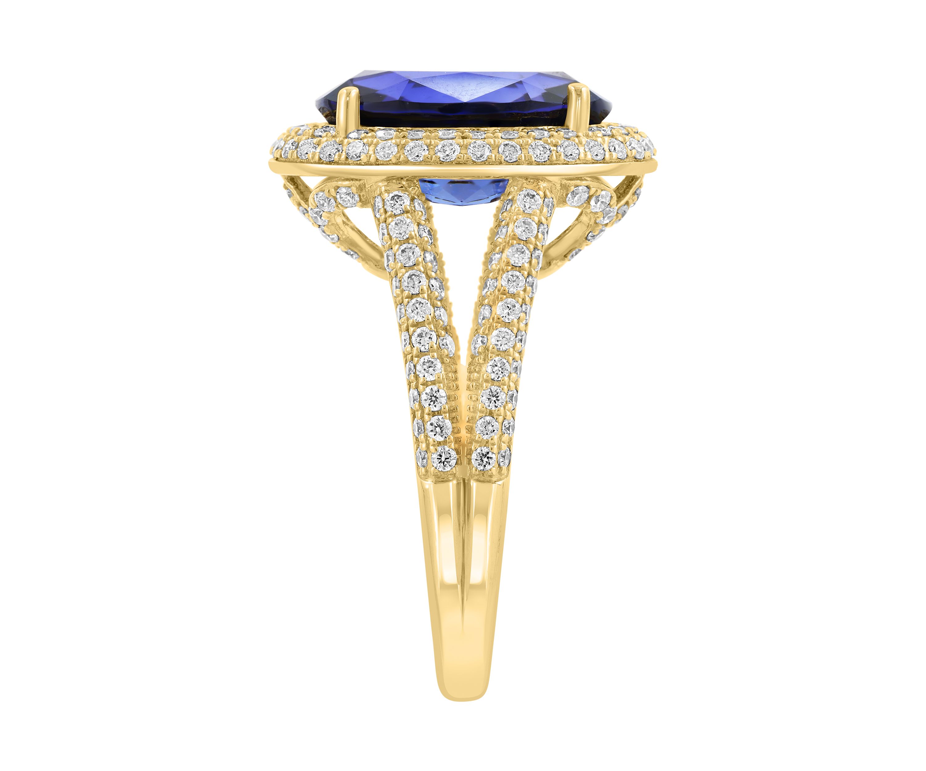 1 ct. t.w. Lab Grown Diamond and Sapphire Ring in 14K Yellow Gold