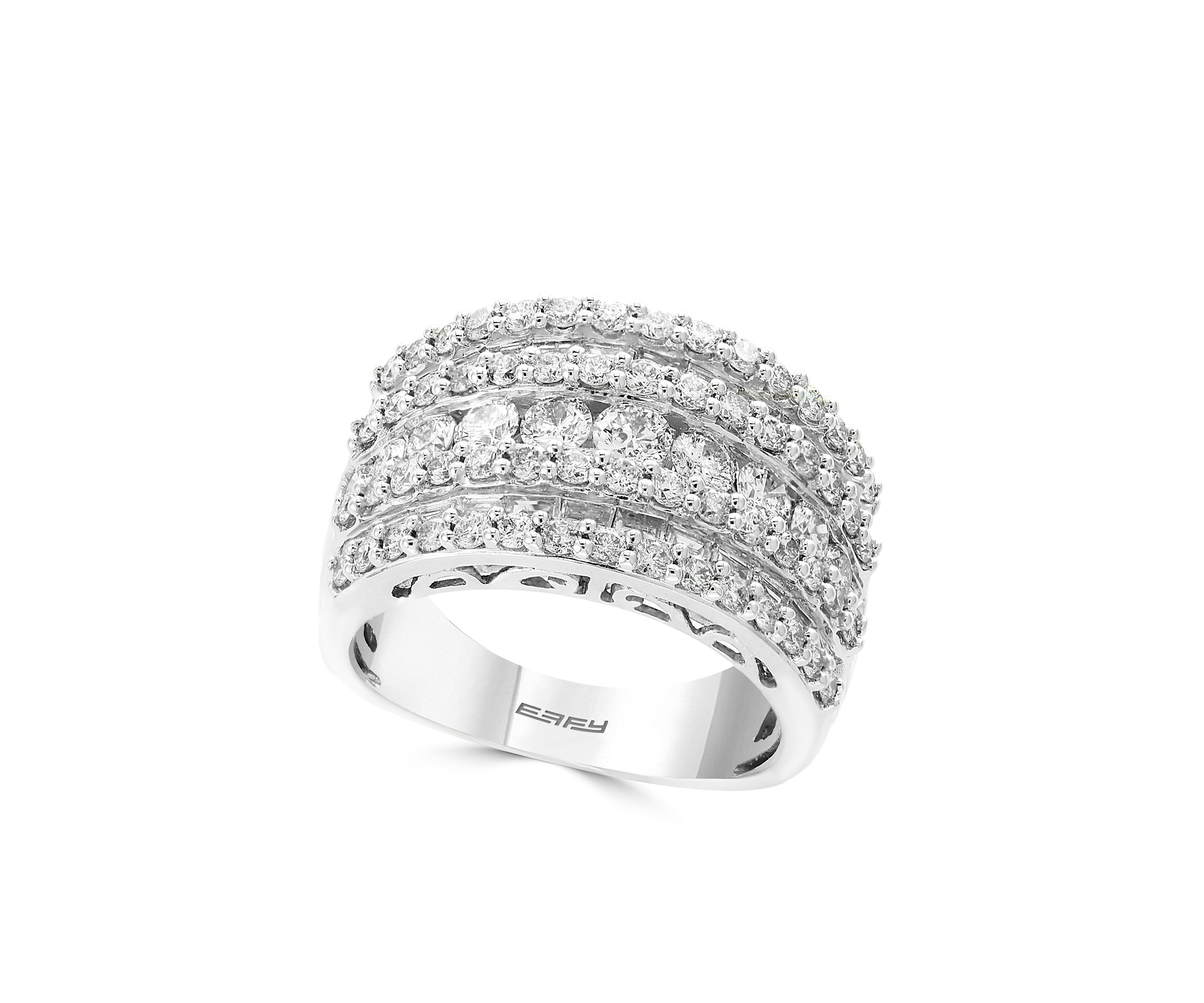 1.85 ct. t.w. Diamond Round & Baguette Band Ring in 14K White Gold 