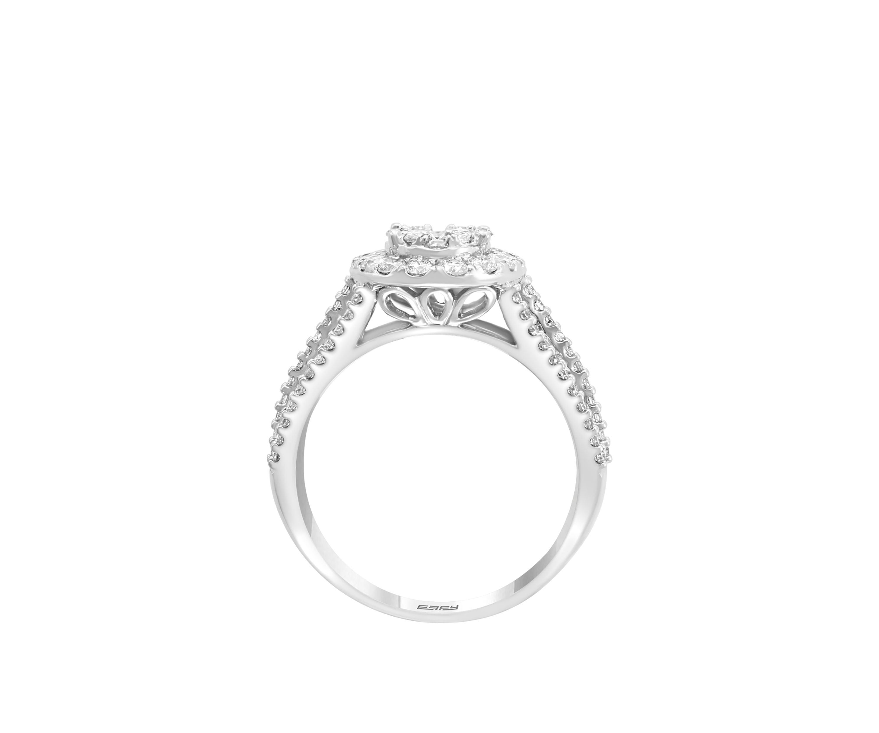 1.94 ct. t.w. Round and Baguette Diamond Cluster Ring in 14k White Gold