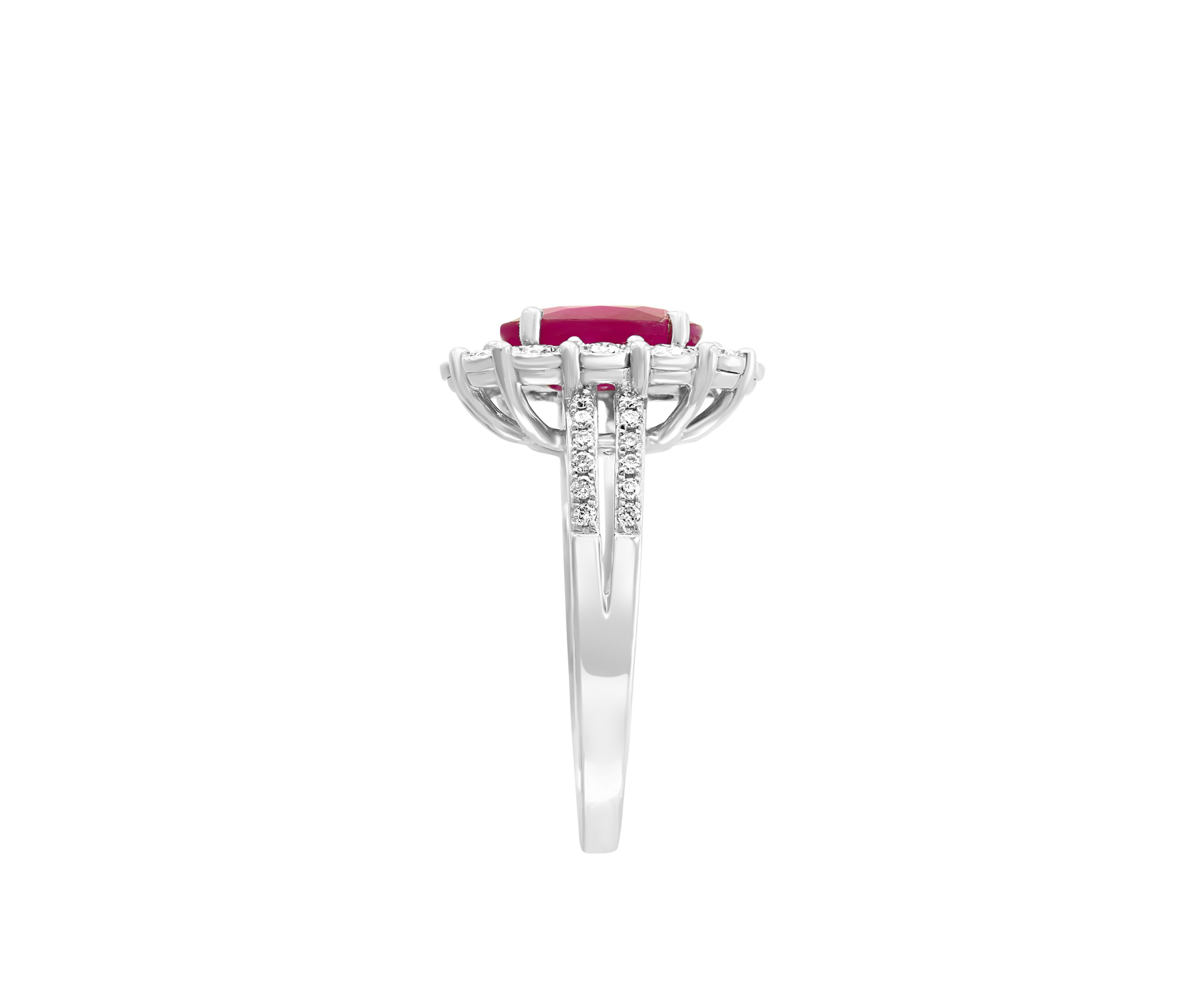 1.9 ct. t.w. Ruby And 1/3 ct. t.w. Diamond Ring in 14k White Gold