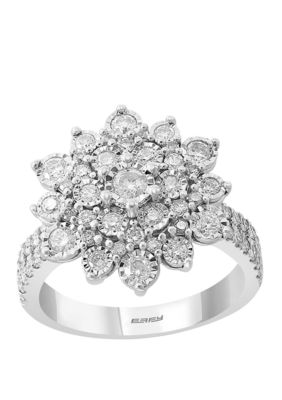 Effy 1.19 Ct. T.w. 925 Sterling Silver Diamond Ring, 7 -  0191120270531
