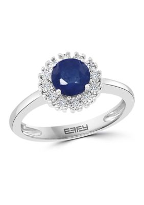 Effy 1 Ct. T.w. Natural Sapphire And 1/10 Ct. T.w. Diamond Ring In Sterling Silver