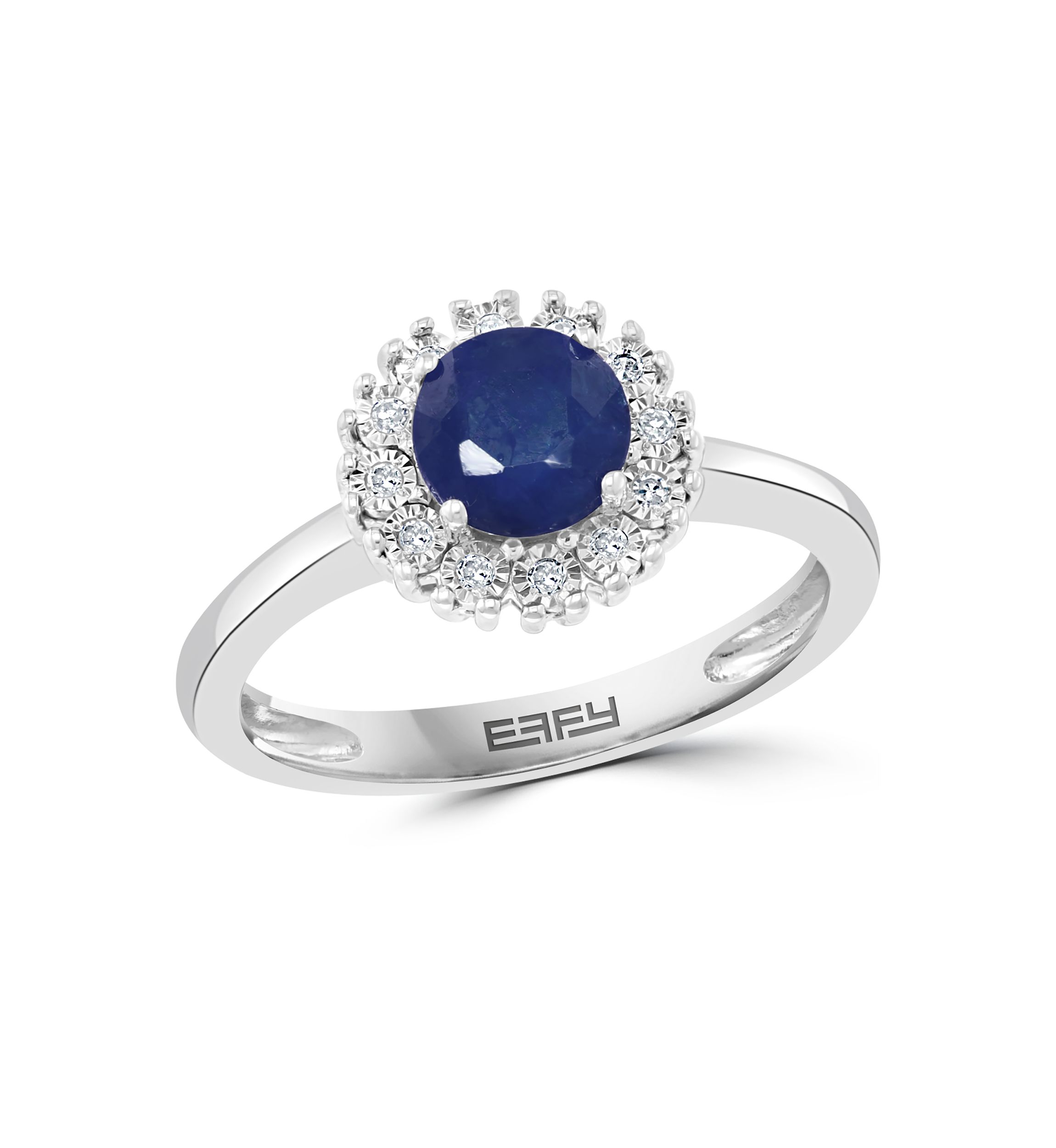 1 ct. t.w. Natural Sapphire and 1/10 ct. t.w. Diamond Ring in Sterling Silver