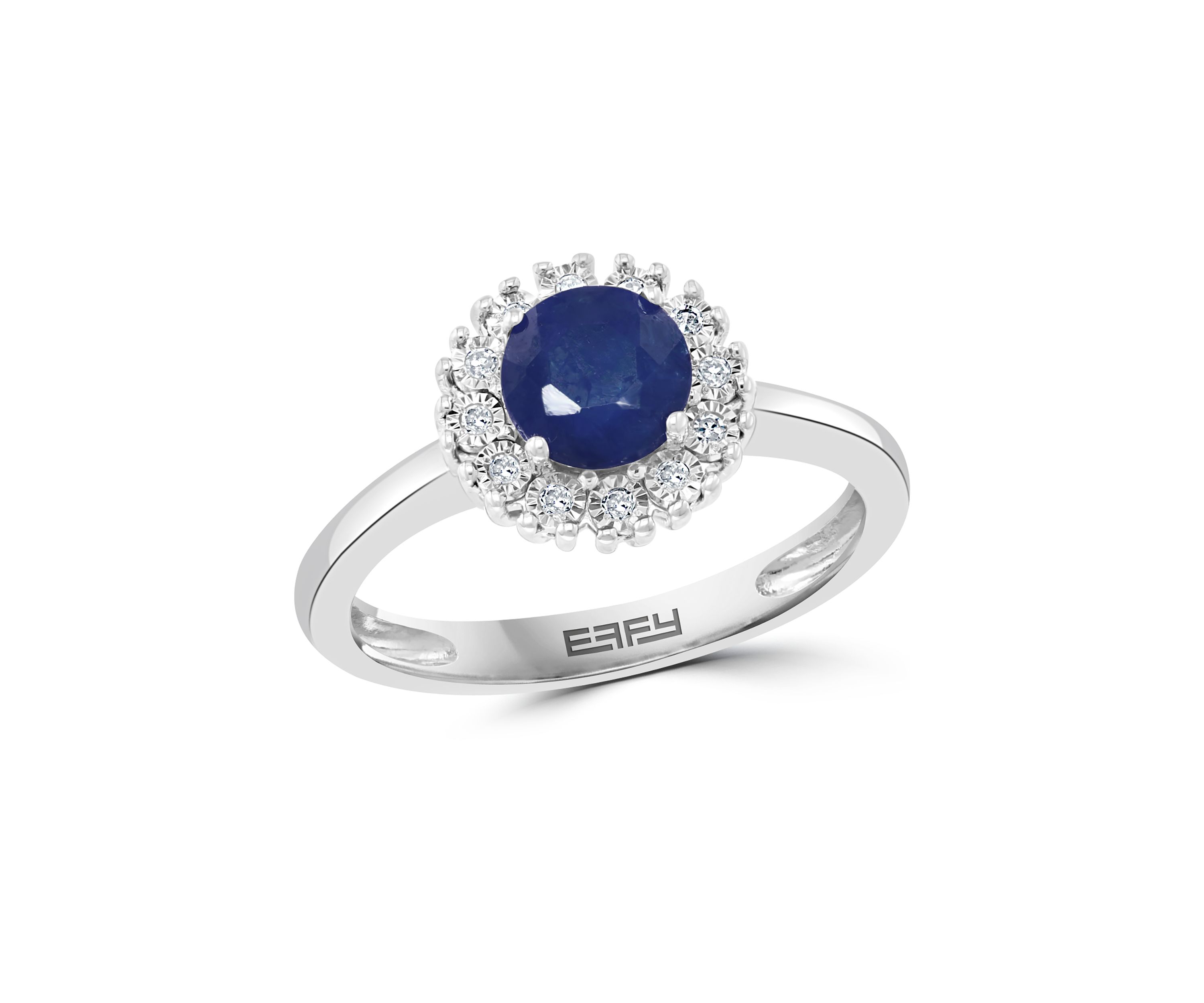 1 ct. t.w. Natural Sapphire and 1/10 ct. t.w. Diamond Ring in Sterling Silver