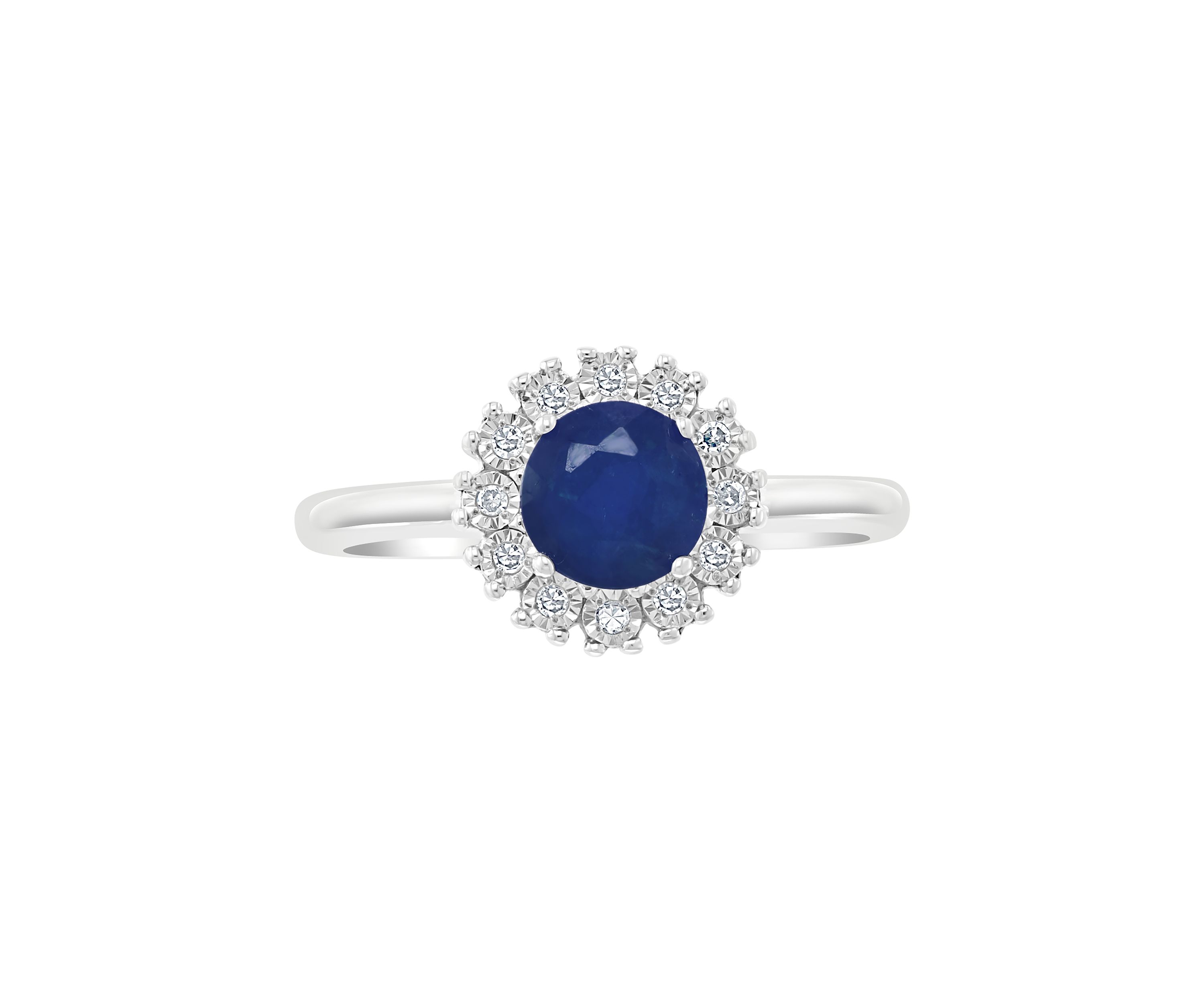 1 ct. t.w. Natural Sapphire and 1/10 ct. t.w. Diamond Ring in Sterling Silver