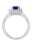 1 ct. t.w. Natural Sapphire and 1/10 ct. t.w. Diamond Ring in Sterling Silver