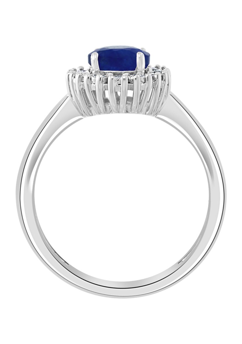 1 ct. t.w. Natural Sapphire and 1/10 ct. t.w. Diamond Ring in Sterling Silver