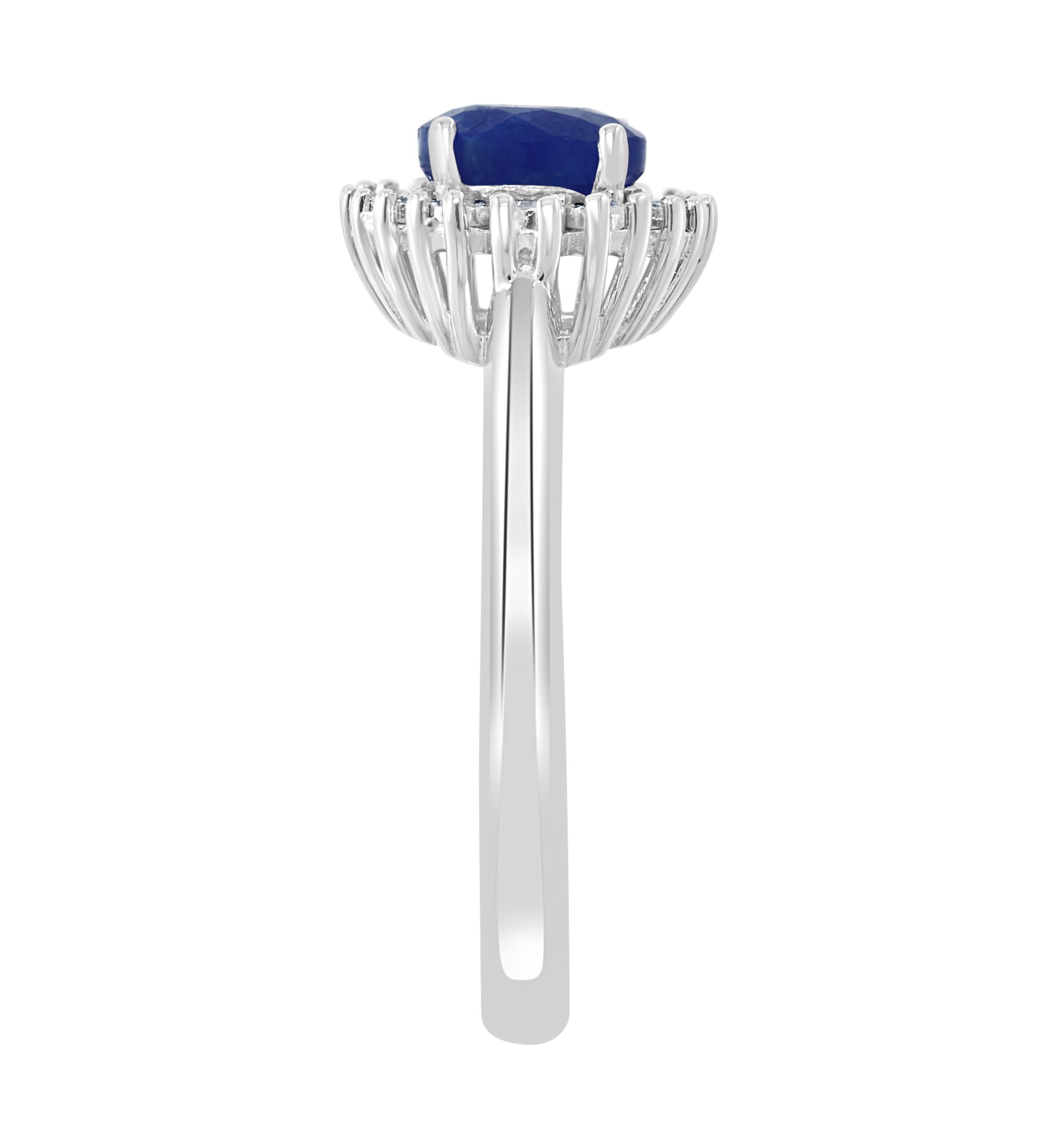 1 ct. t.w. Natural Sapphire and 1/10 ct. t.w. Diamond Ring in Sterling Silver