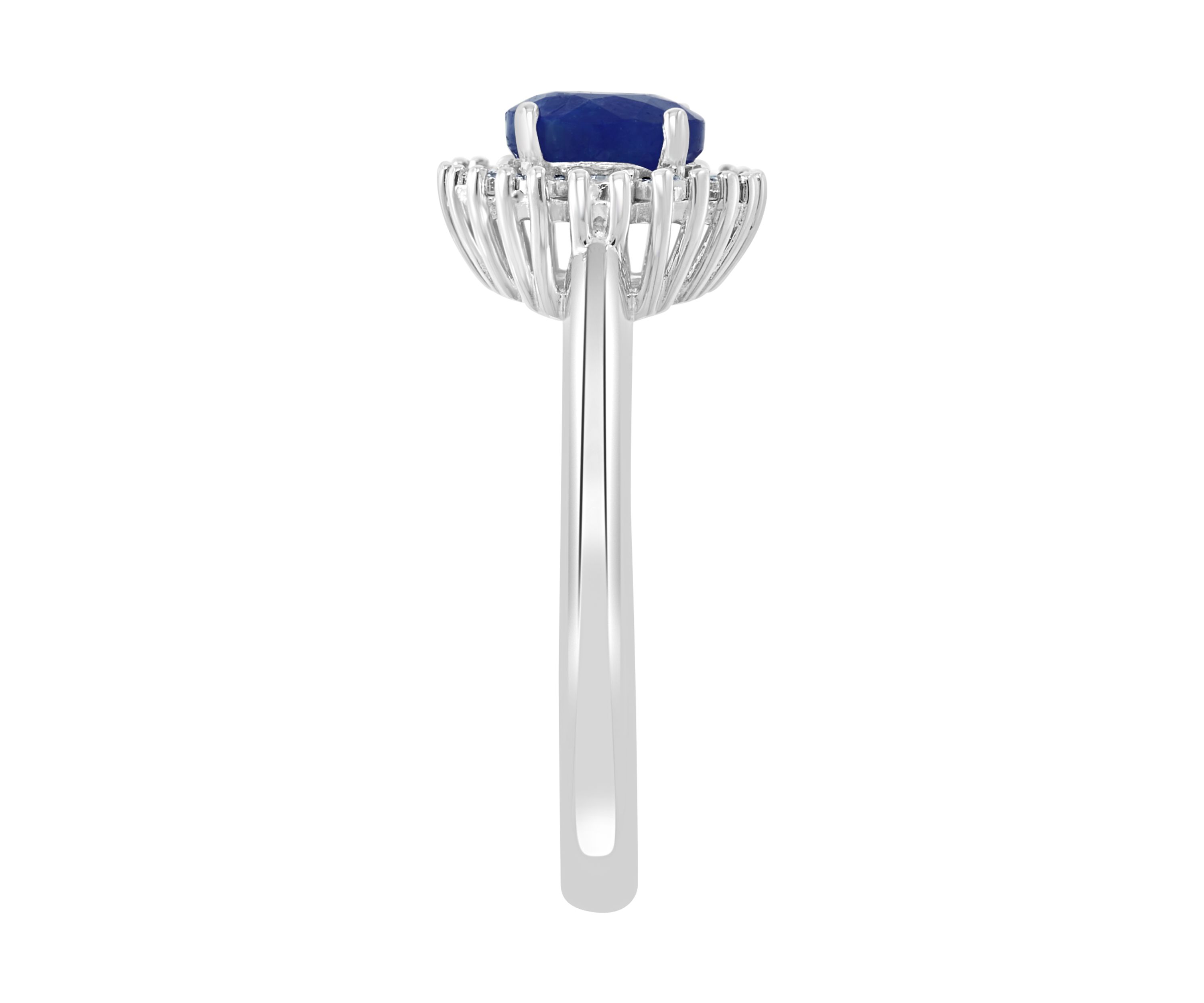 1 ct. t.w. Natural Sapphire and 1/10 ct. t.w. Diamond Ring in Sterling Silver