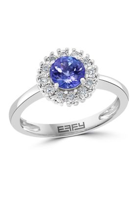 Effy 3/4 Ct. T.w. Natural Tanzanite And 1/10 Ct. T.w. Diamond Ring In Sterling Silver