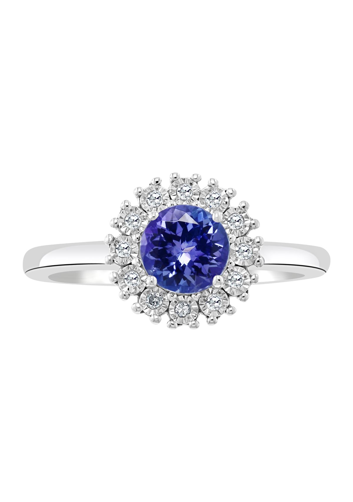 3/4 ct. t.w. Natural Tanzanite and 1/10 ct. t.w. Diamond Ring in Sterling Silver