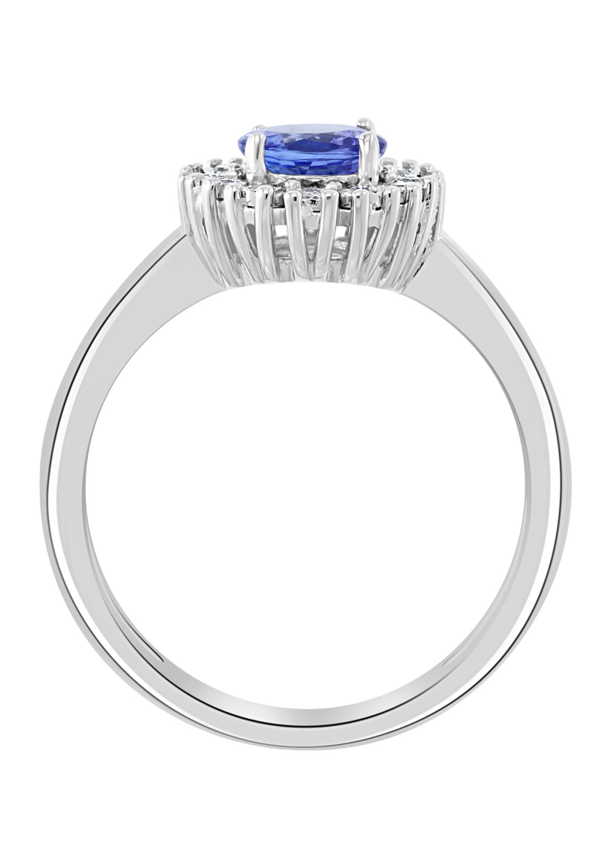 3/4 ct. t.w. Natural Tanzanite and 1/10 ct. t.w. Diamond Ring in Sterling Silver