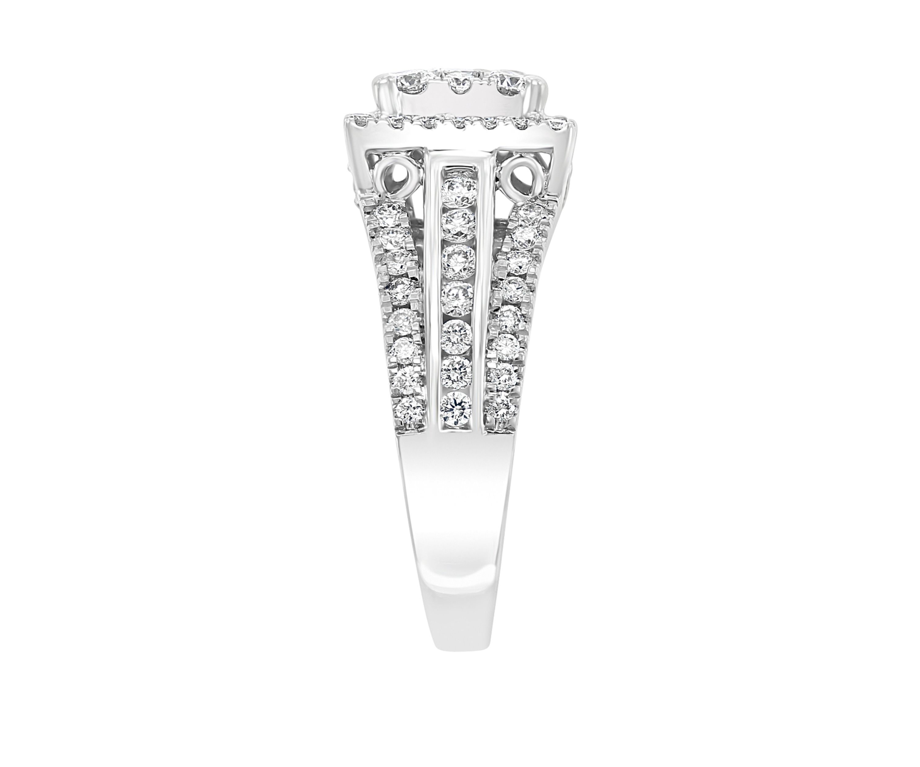  1.44 ct. t.w. Diamond Cluster Ring in 14K White Gold