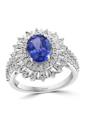 Effy 1/4 ct. t.w. Diamond, 1.71 ct. t.w. Tanzanite Ring in 14K White Gold -  0191120778594