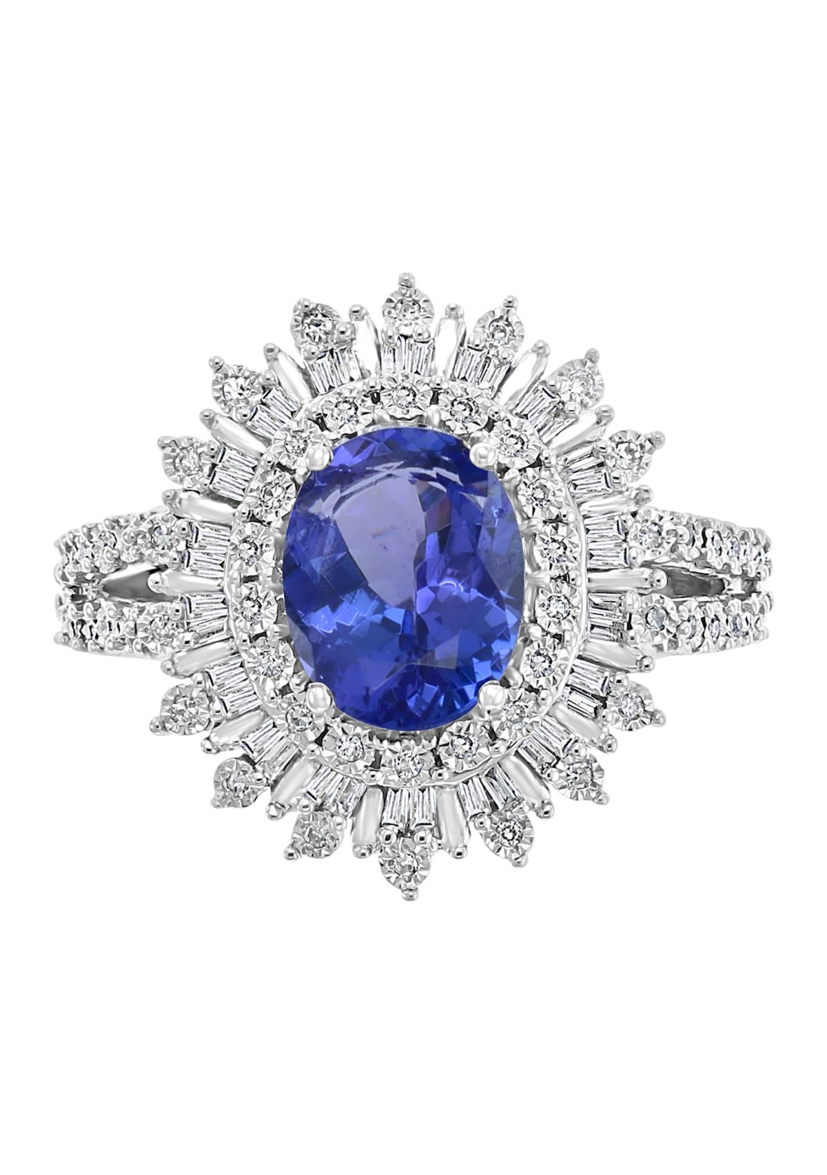 1/4 ct. t.w. Diamond, 1.71 ct. t.w. Tanzanite Ring in 14K White Gold