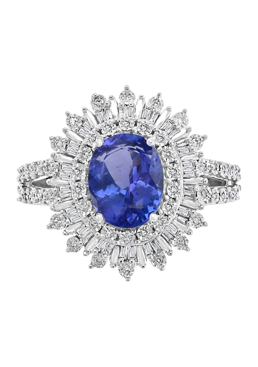 1/4 ct. t.w. Diamond, 1.71 ct. t.w. Tanzanite Ring in 14K White Gold