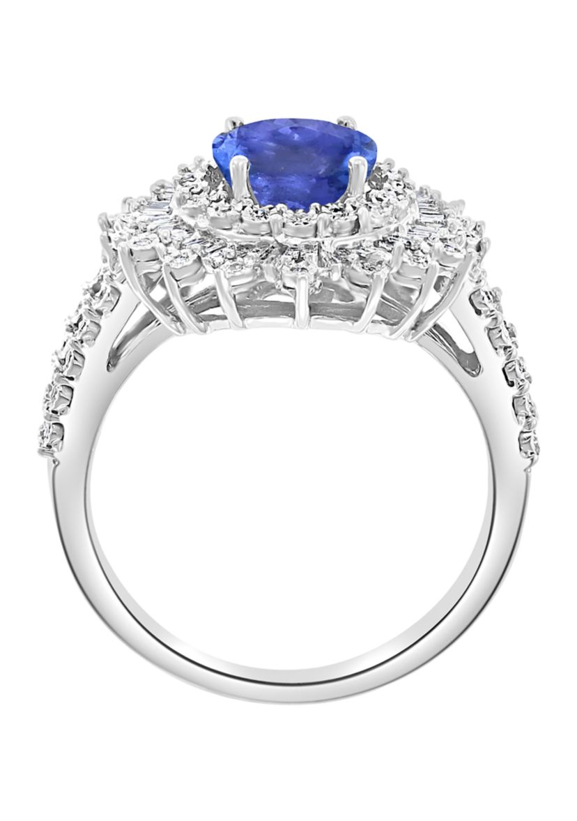 1/4 ct. t.w. Diamond, 1.71 ct. t.w. Tanzanite Ring in 14K White Gold
