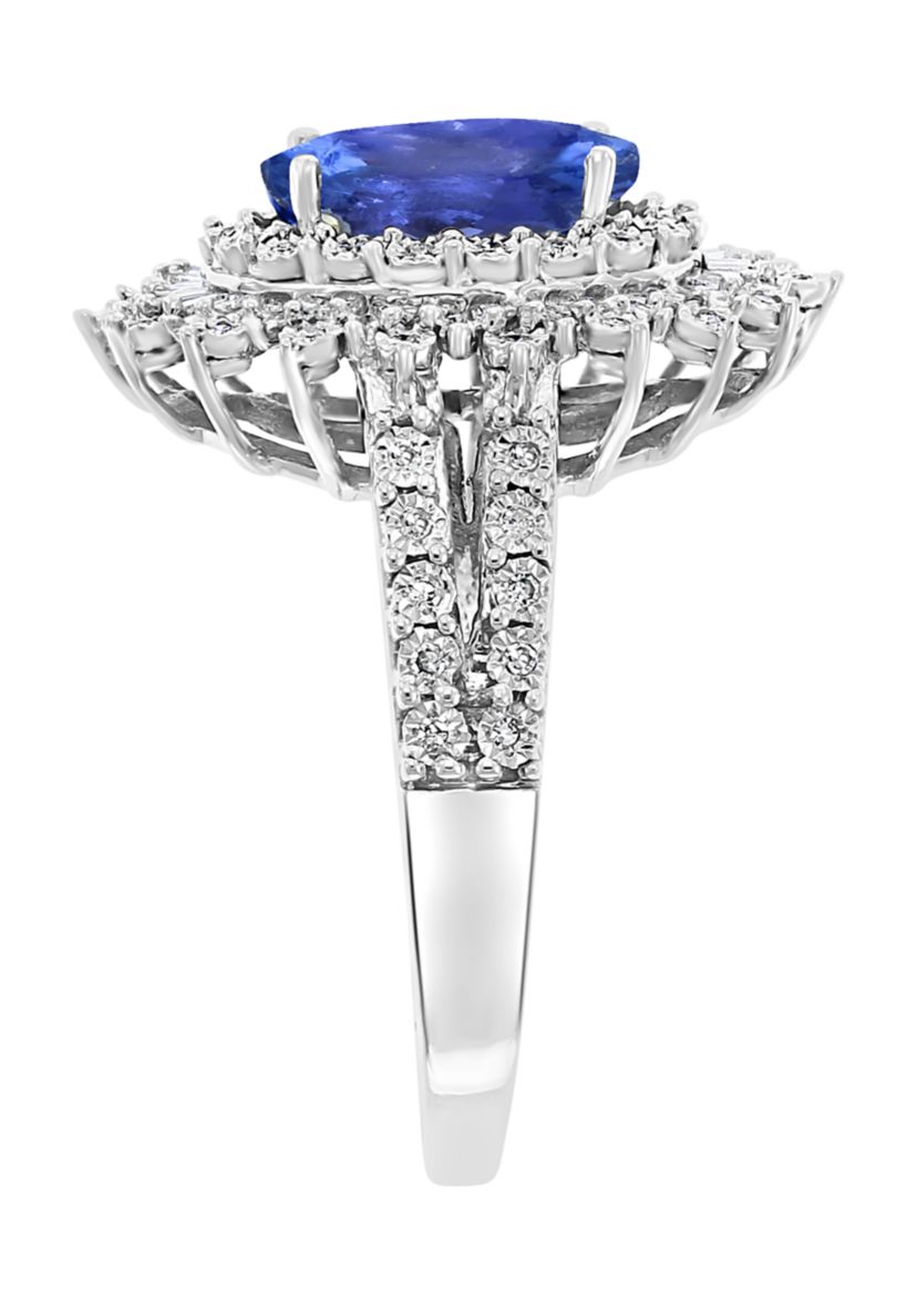1/4 ct. t.w. Diamond, 1.71 ct. t.w. Tanzanite Ring in 14K White Gold