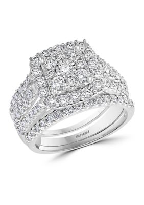 Effy 1.94 Ct. T.w. Diamond Ring And Band Set In 14K White Gold