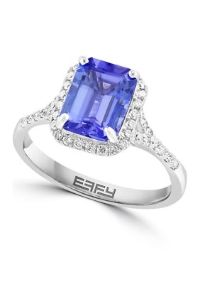 Effy 14K White Gold Diamond And Tanzanite Ring
