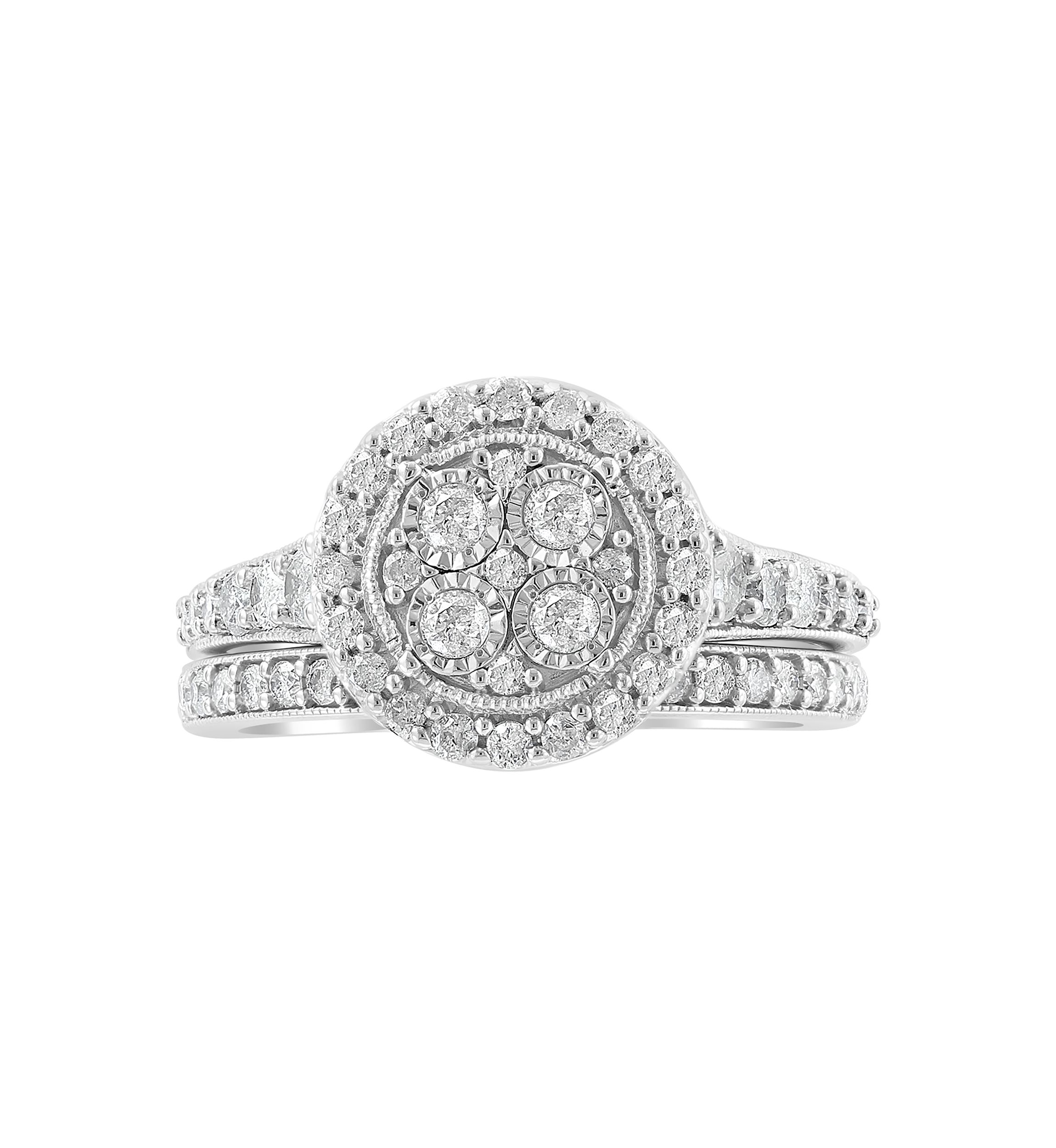 1 ct. t.w. Diamond Bridal Set in Sterling Silver 