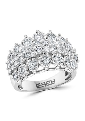 Effy 2.46 Ct. T.w. Diamond Cluster Ring In Sterling Silver, 7 -  0191120550824
