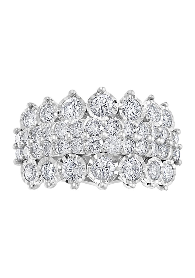 2.46 ct. t.w. Diamond Cluster Ring in Sterling Silver