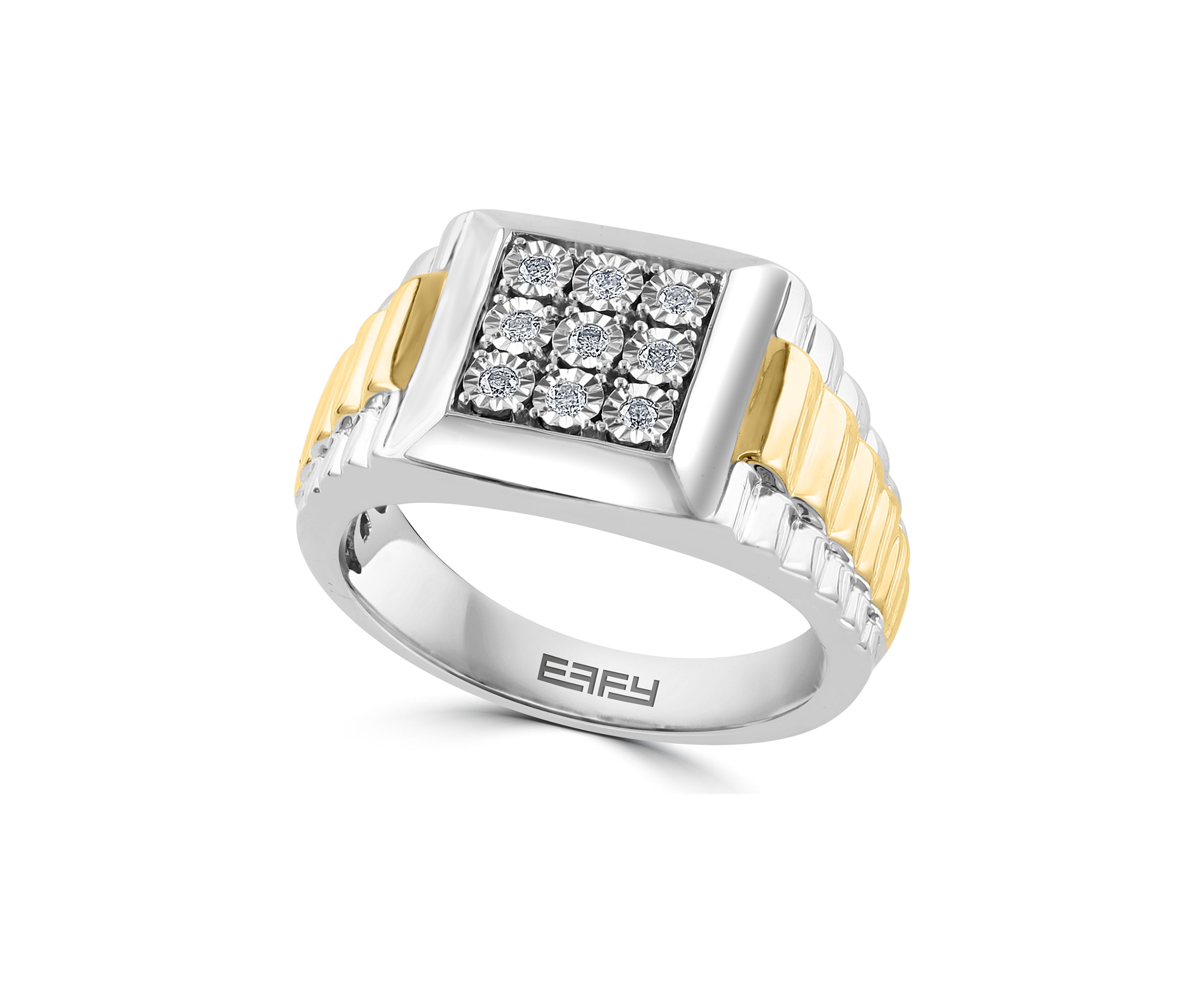 Mens Gold Plated Diamond Ring in Sterling Silver