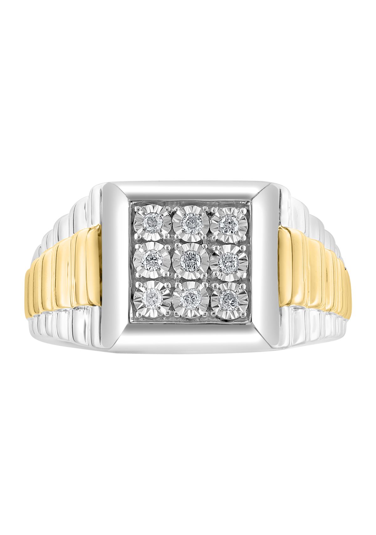Mens Gold Plated Diamond Ring in Sterling Silver
