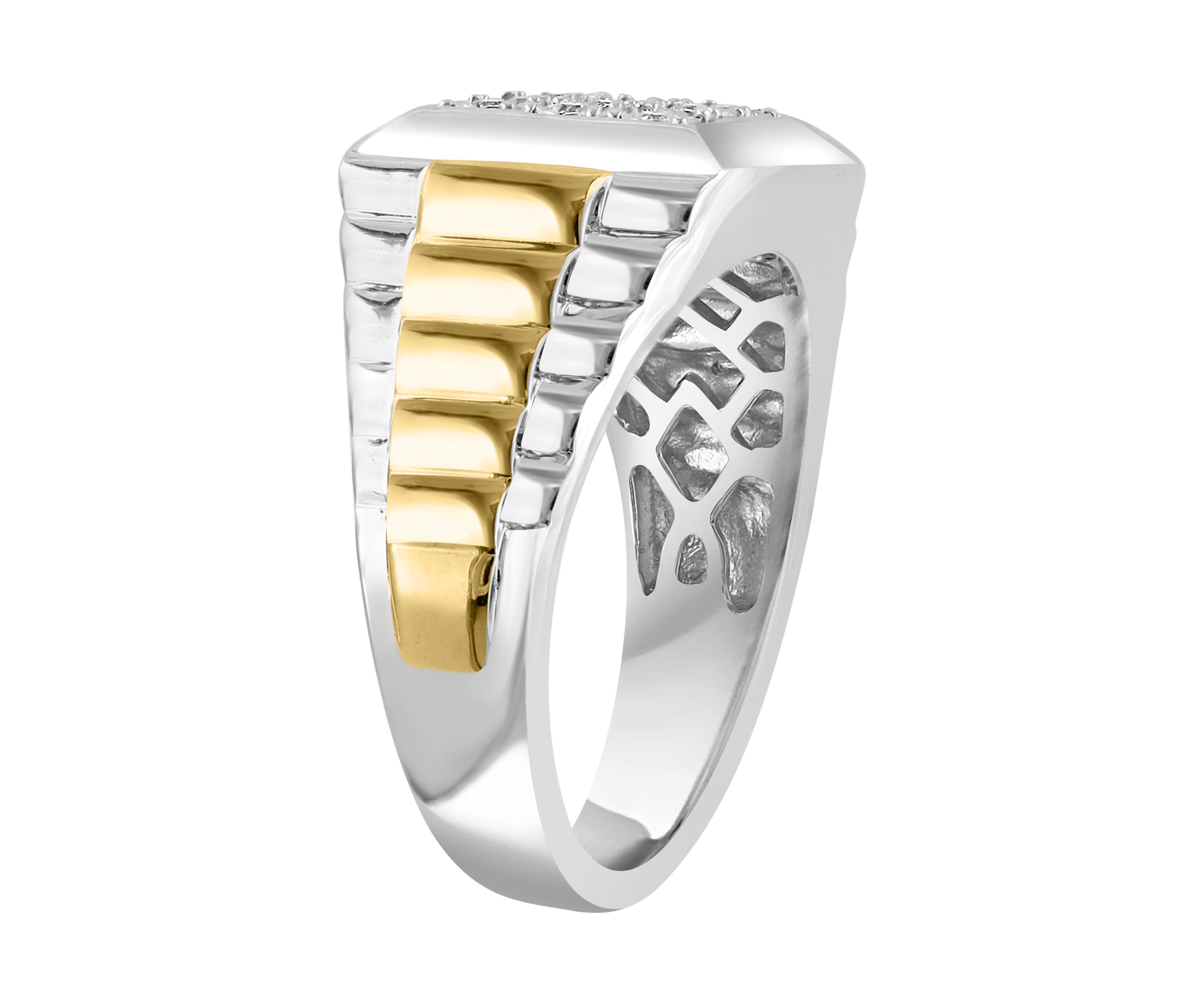 Mens Gold Plated Diamond Ring in Sterling Silver