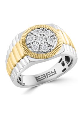 Effy Men's Gold Plated Diamond Ring In Sterling Silver, 7 -  0191120550268