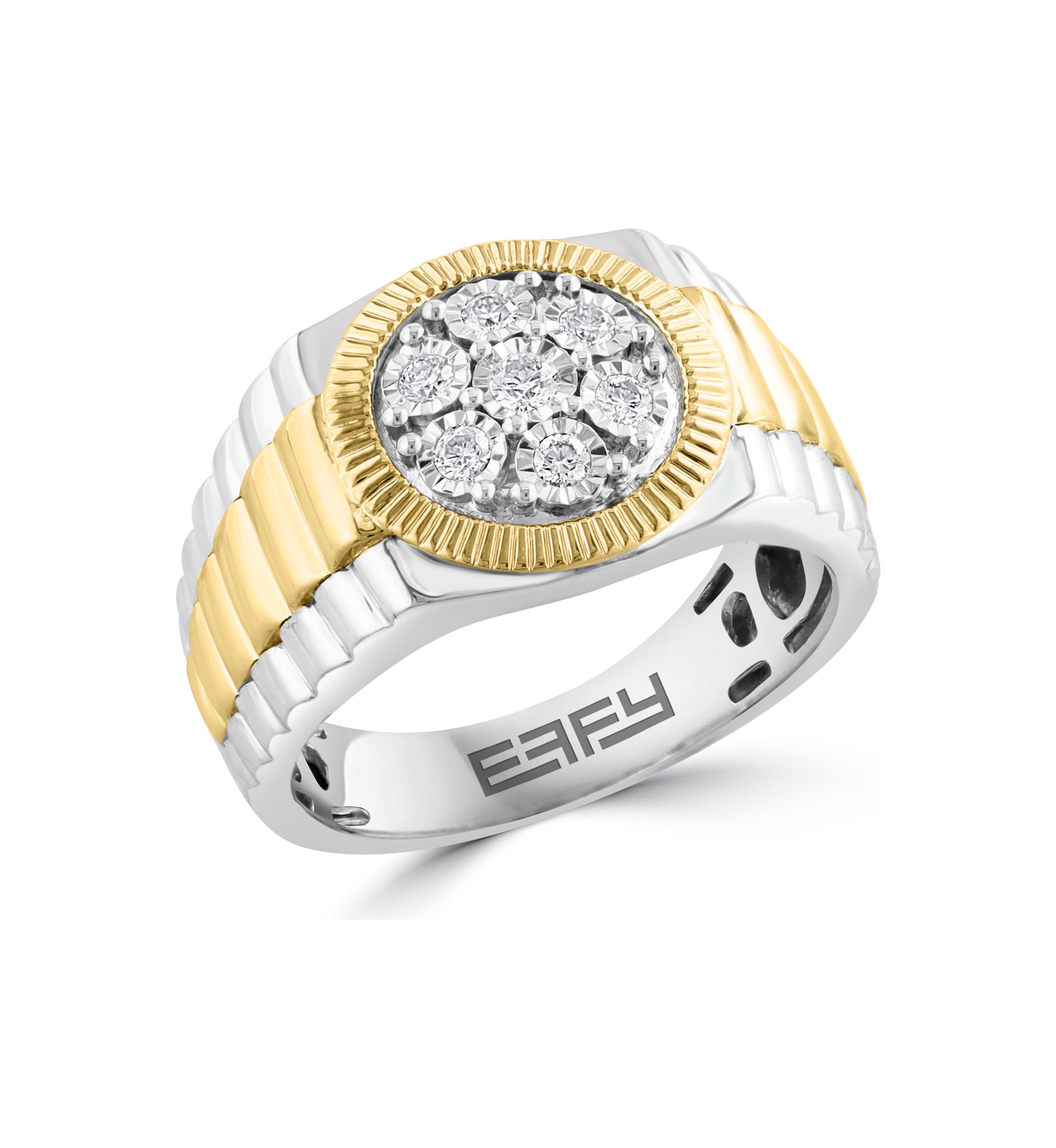 Mens Gold Plated Diamond Ring in Sterling Silver