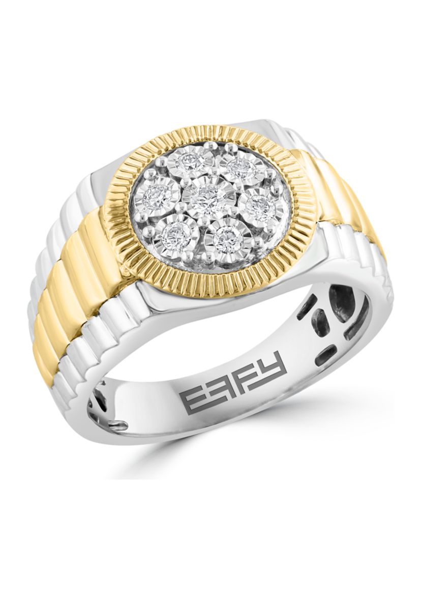 Mens Gold Plated Diamond Ring in Sterling Silver