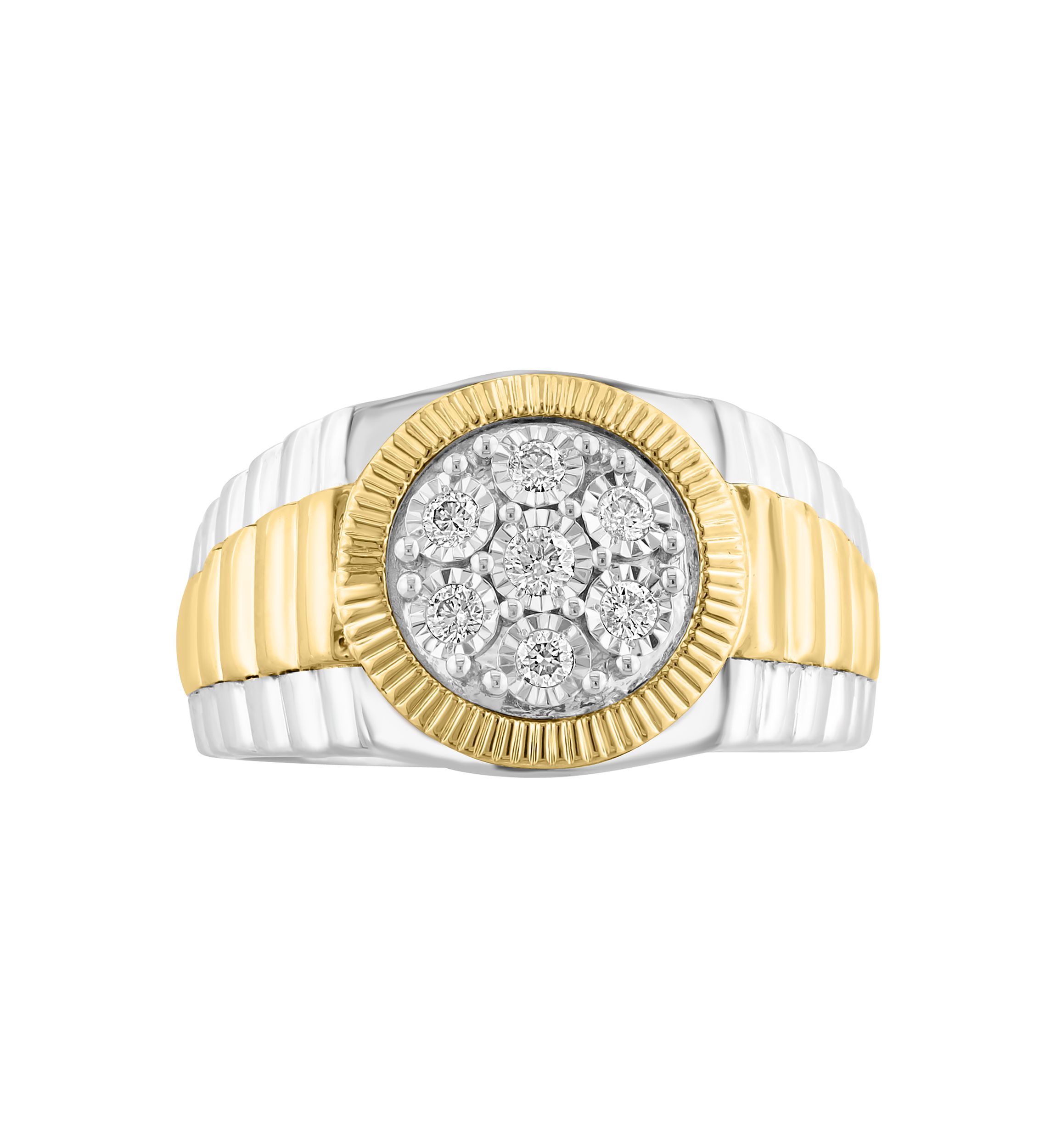 Mens Gold Plated Diamond Ring in Sterling Silver