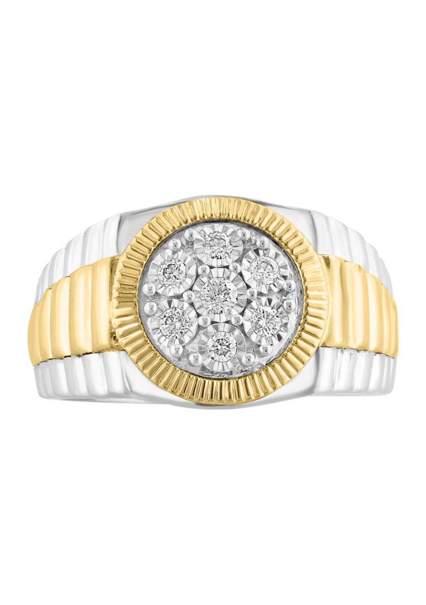 Mens Gold Plated Diamond Ring in Sterling Silver