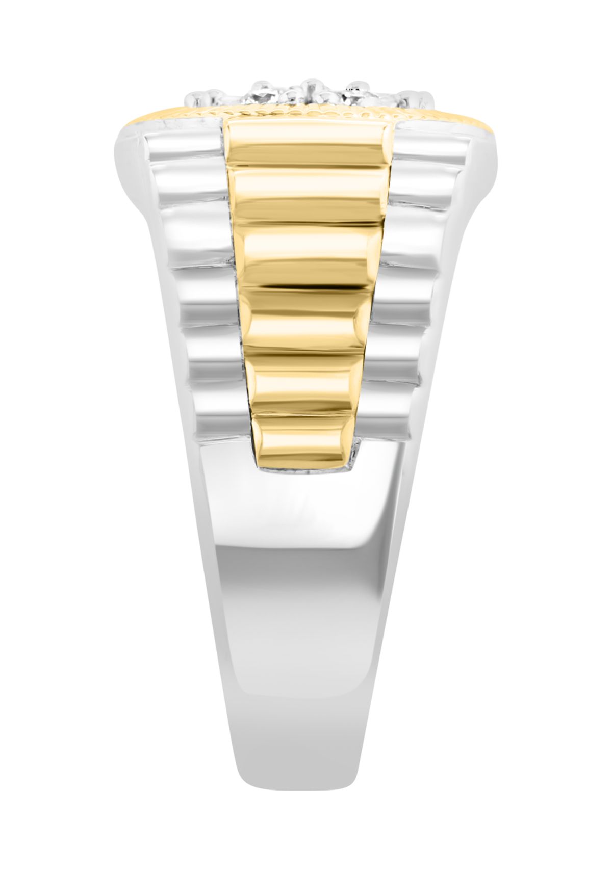Mens Gold Plated Diamond Ring in Sterling Silver