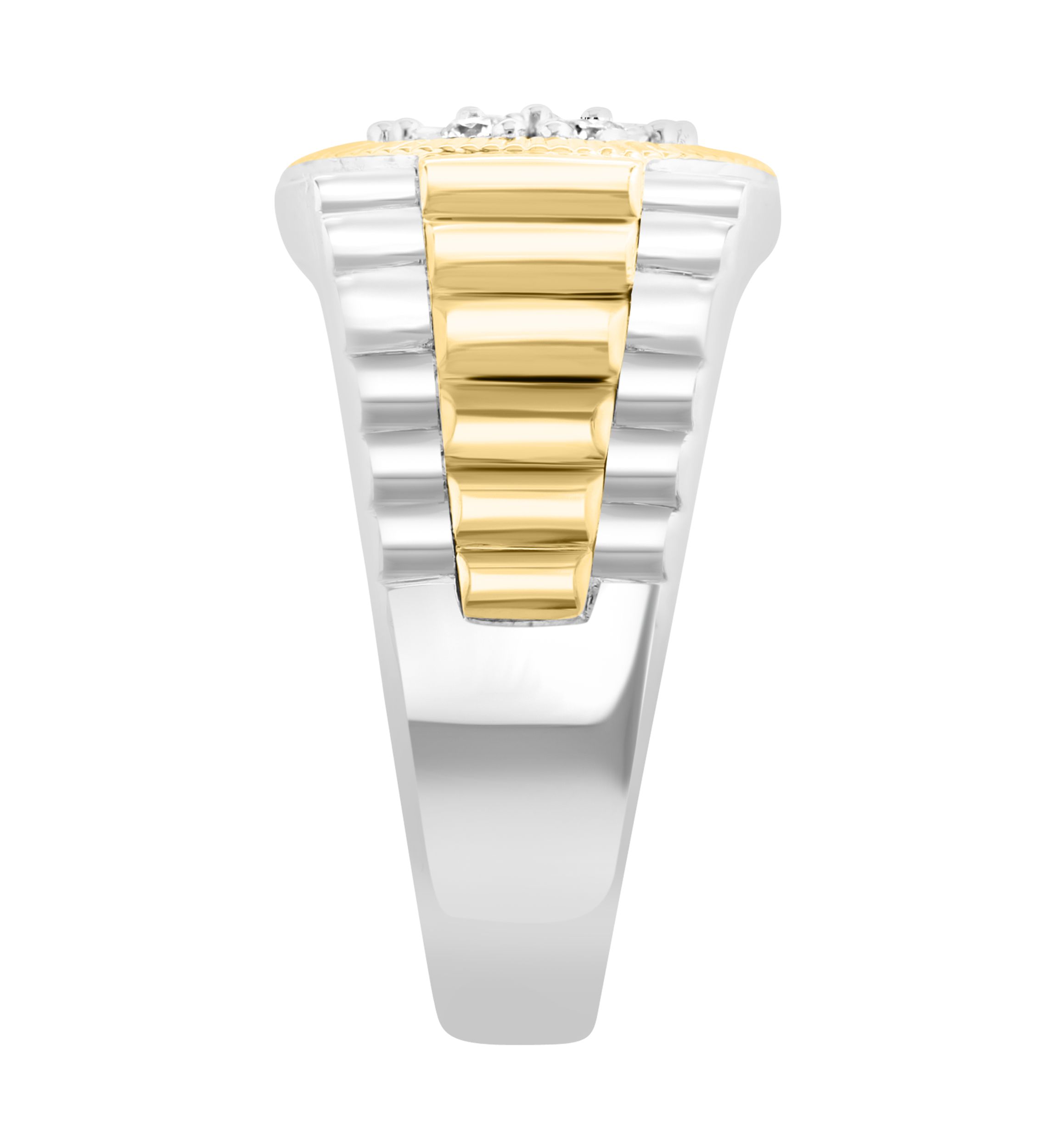 Mens Gold Plated Diamond Ring in Sterling Silver
