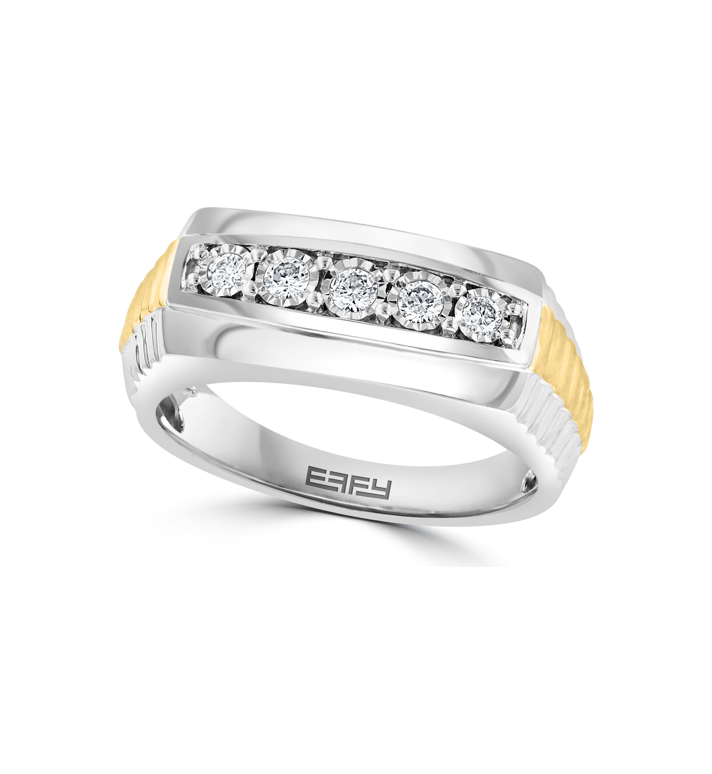 Mens Gold Plated Diamond Ring in Sterling Silver