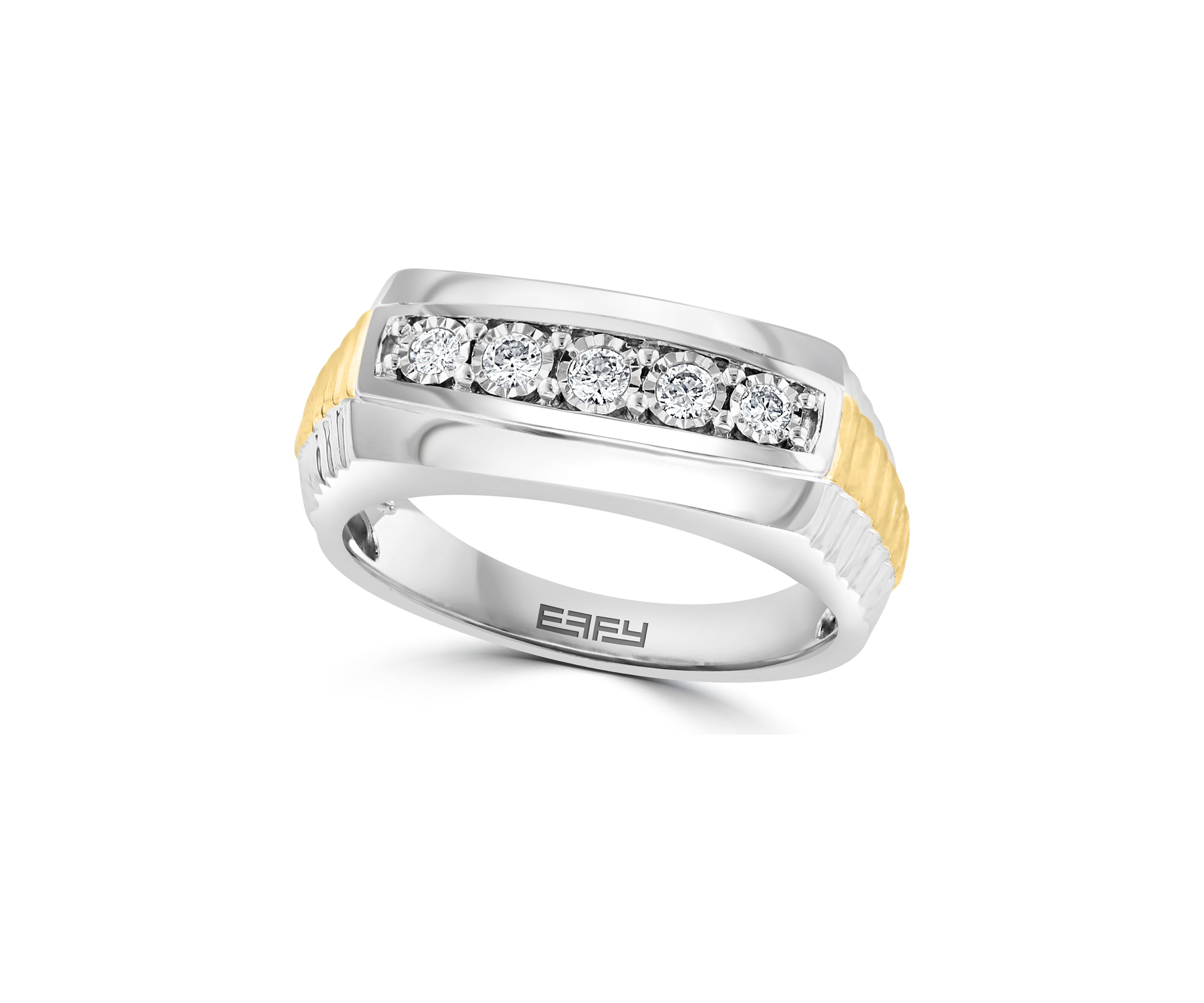 Mens Gold Plated Diamond Ring in Sterling Silver