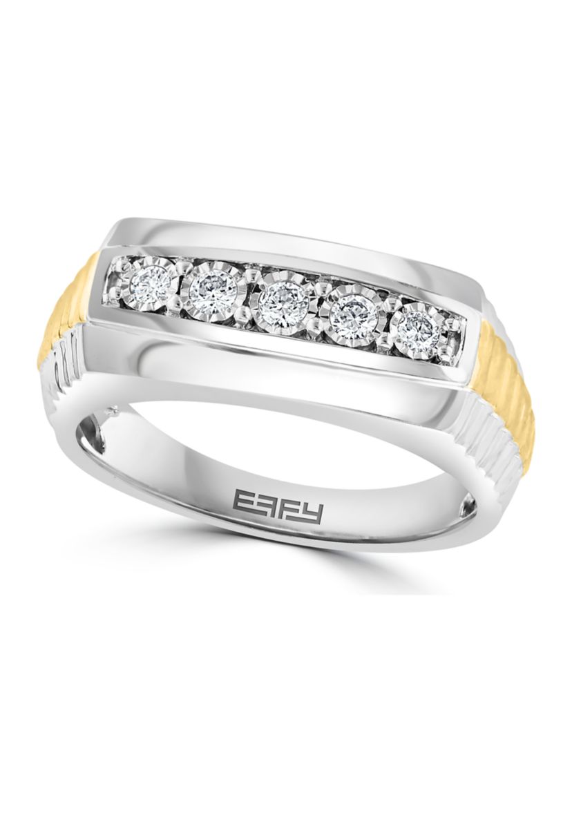 Mens Gold Plated Diamond Ring in Sterling Silver