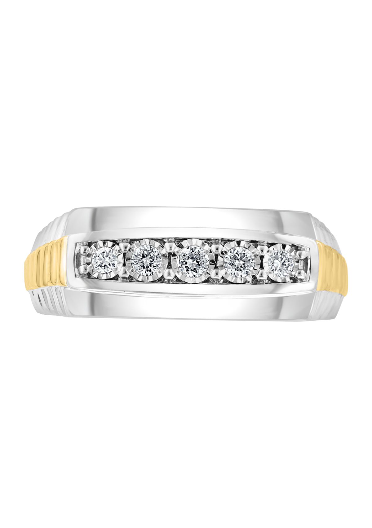 Mens Gold Plated Diamond Ring in Sterling Silver