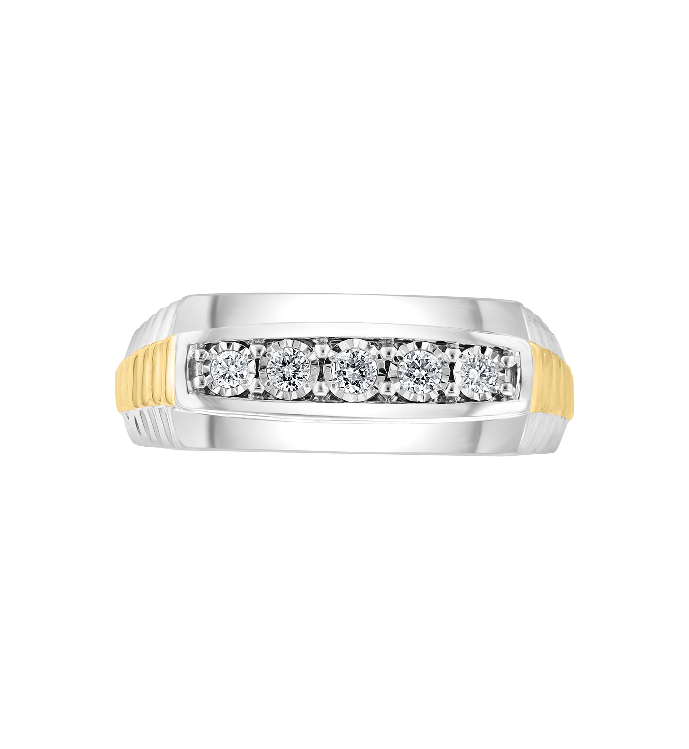 Mens Gold Plated Diamond Ring in Sterling Silver