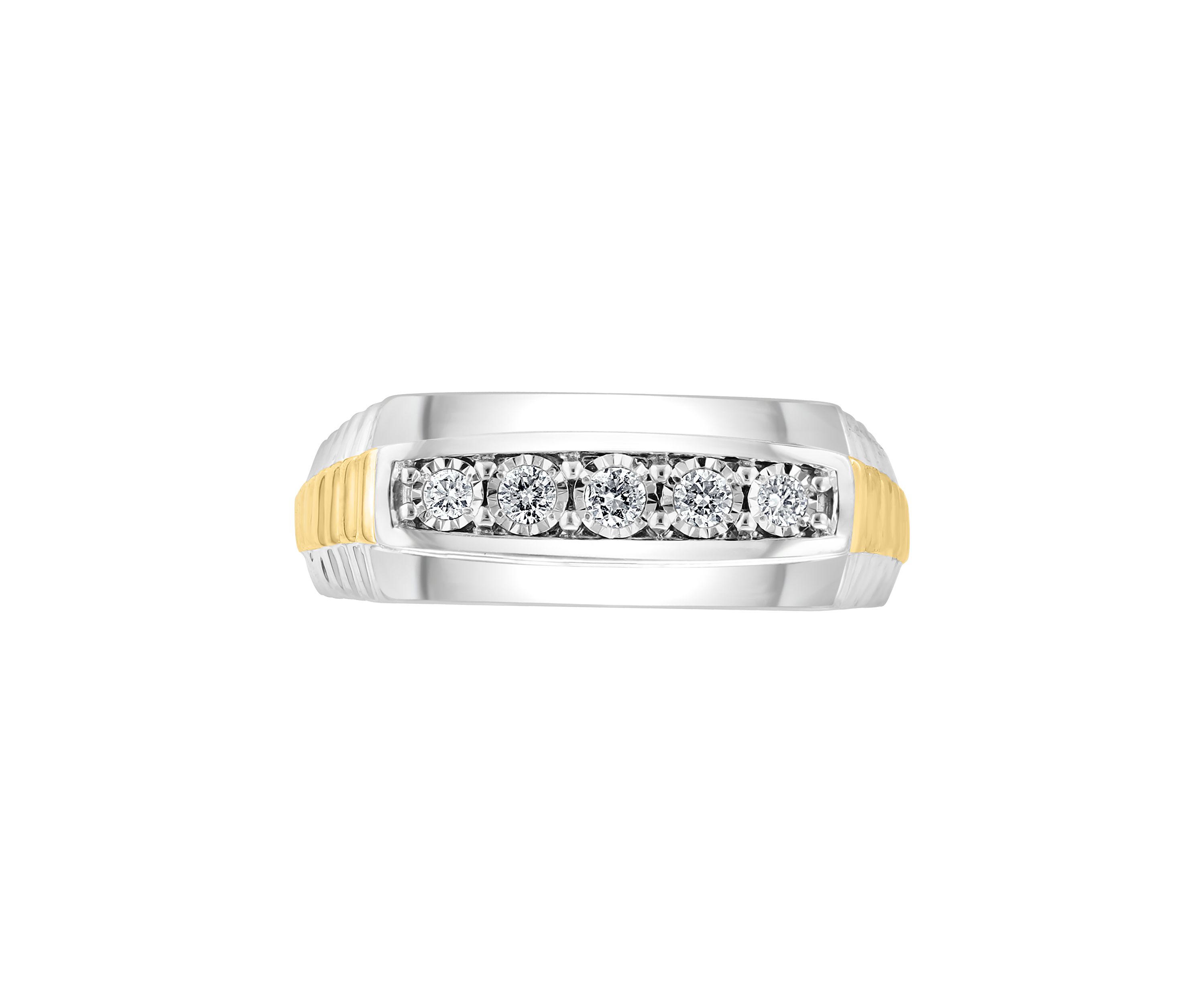 Mens Gold Plated Diamond Ring in Sterling Silver