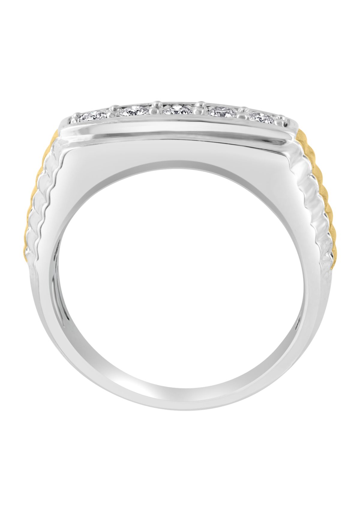 Mens Gold Plated Diamond Ring in Sterling Silver