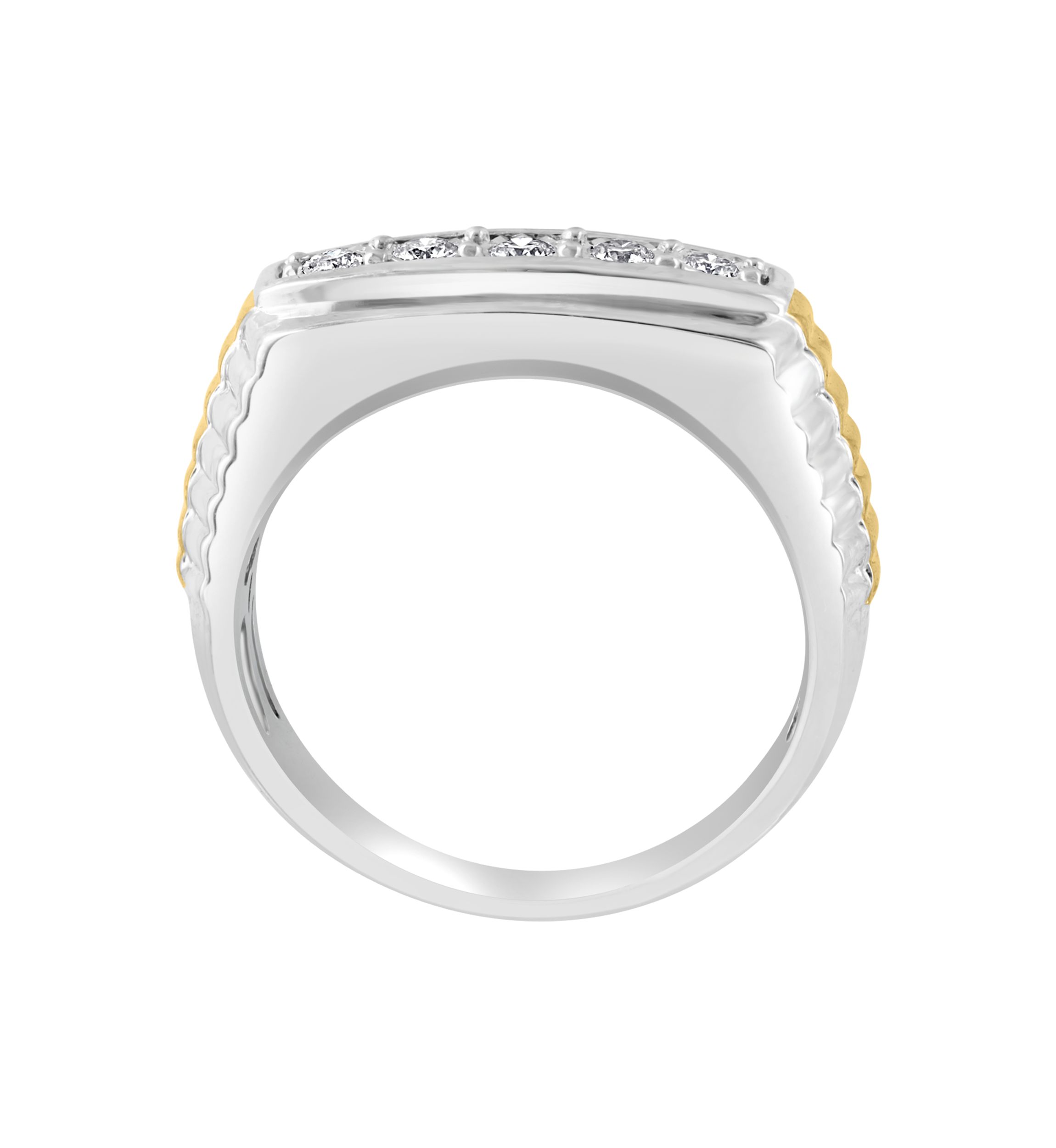 Mens Gold Plated Diamond Ring in Sterling Silver