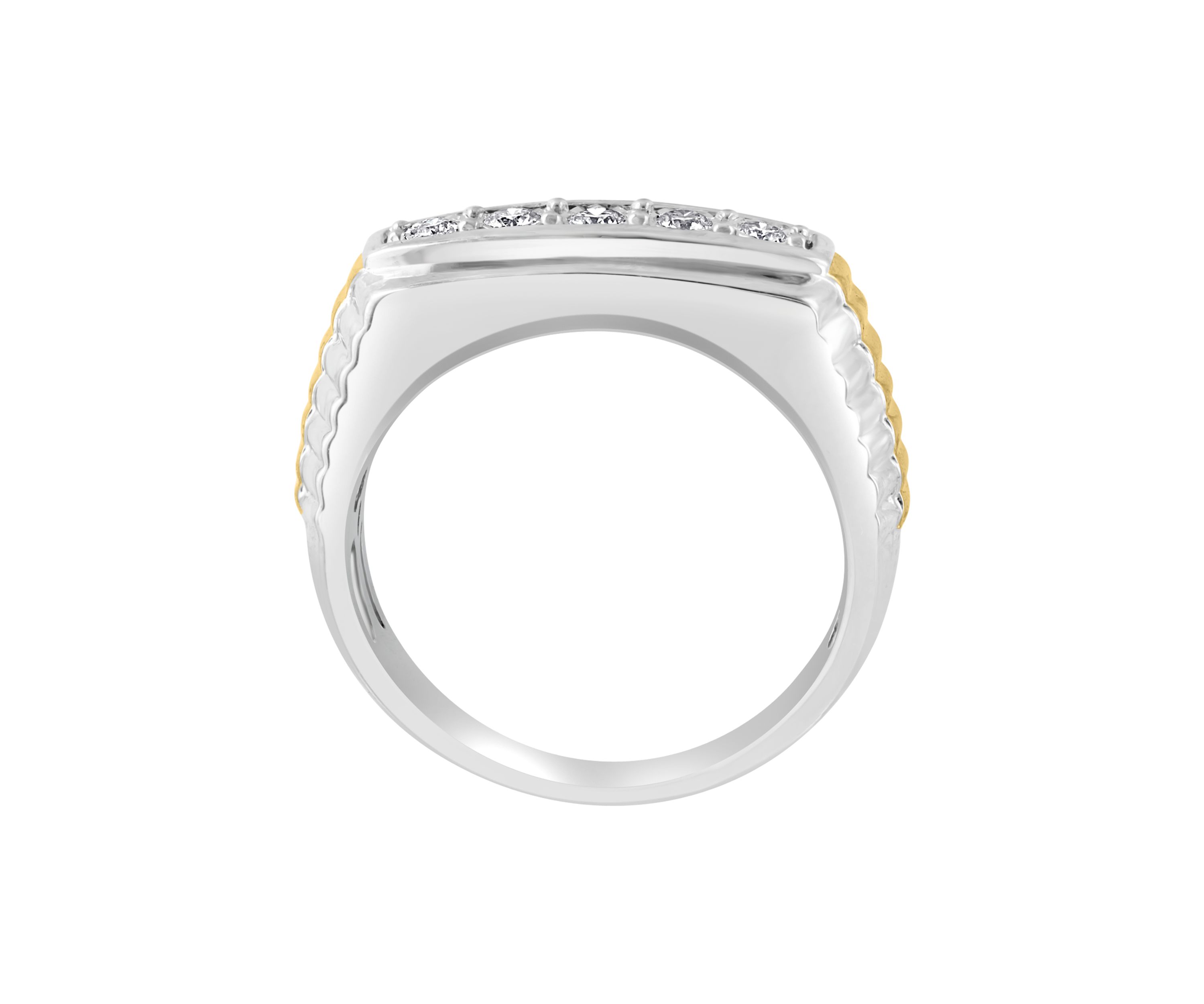 Mens Gold Plated Diamond Ring in Sterling Silver