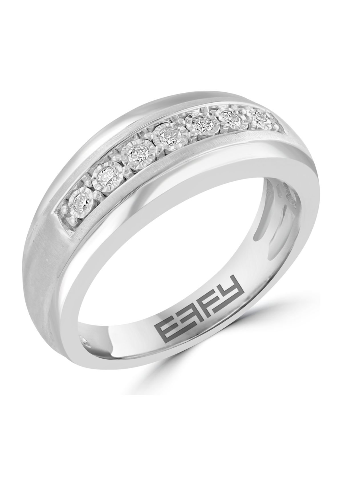 Mens Diamond Ring in Sterling Silver