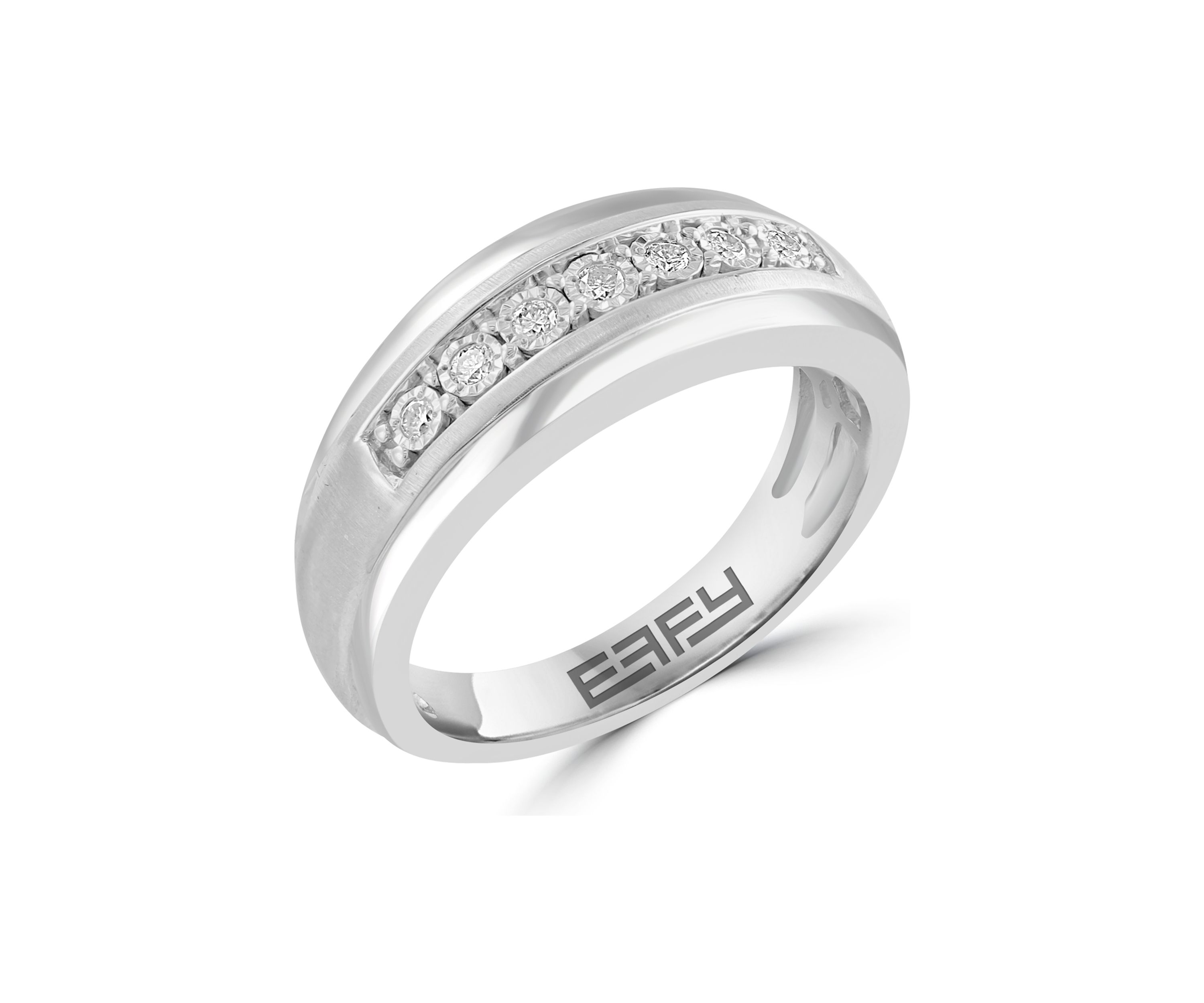 Mens Diamond Ring in Sterling Silver