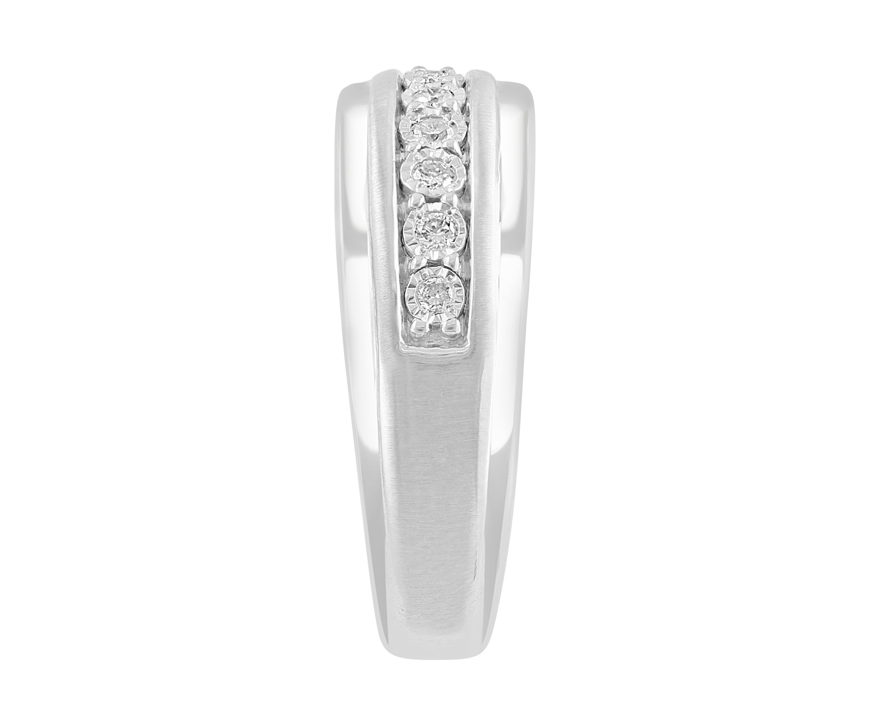 Mens Diamond Ring in Sterling Silver